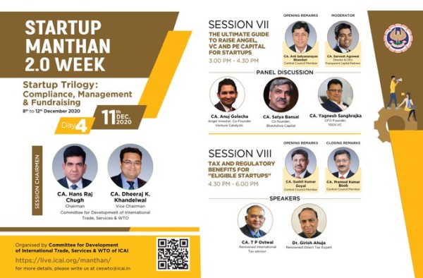 ICAI Start-Up Manthan 2.0 Day 4 to start today at 3 PM