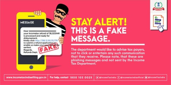 Income Tax Department cautions taxpayers on a fake link that promises to give a refund