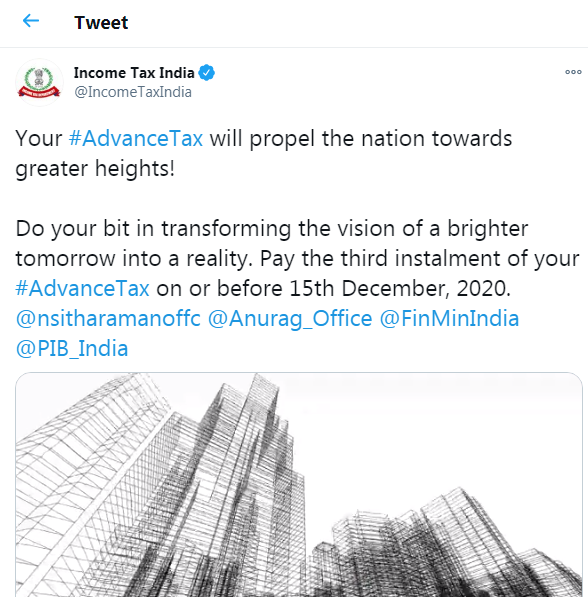 Pay the third installment of your Advance Tax by 15th December 2020
